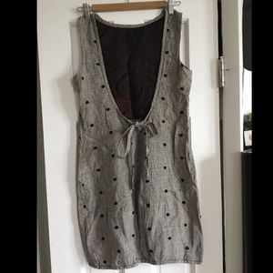 Vintage 90s does 60s Italian linen backless gingham polka dot shift dress